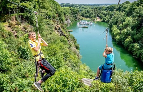 Children on zip wire